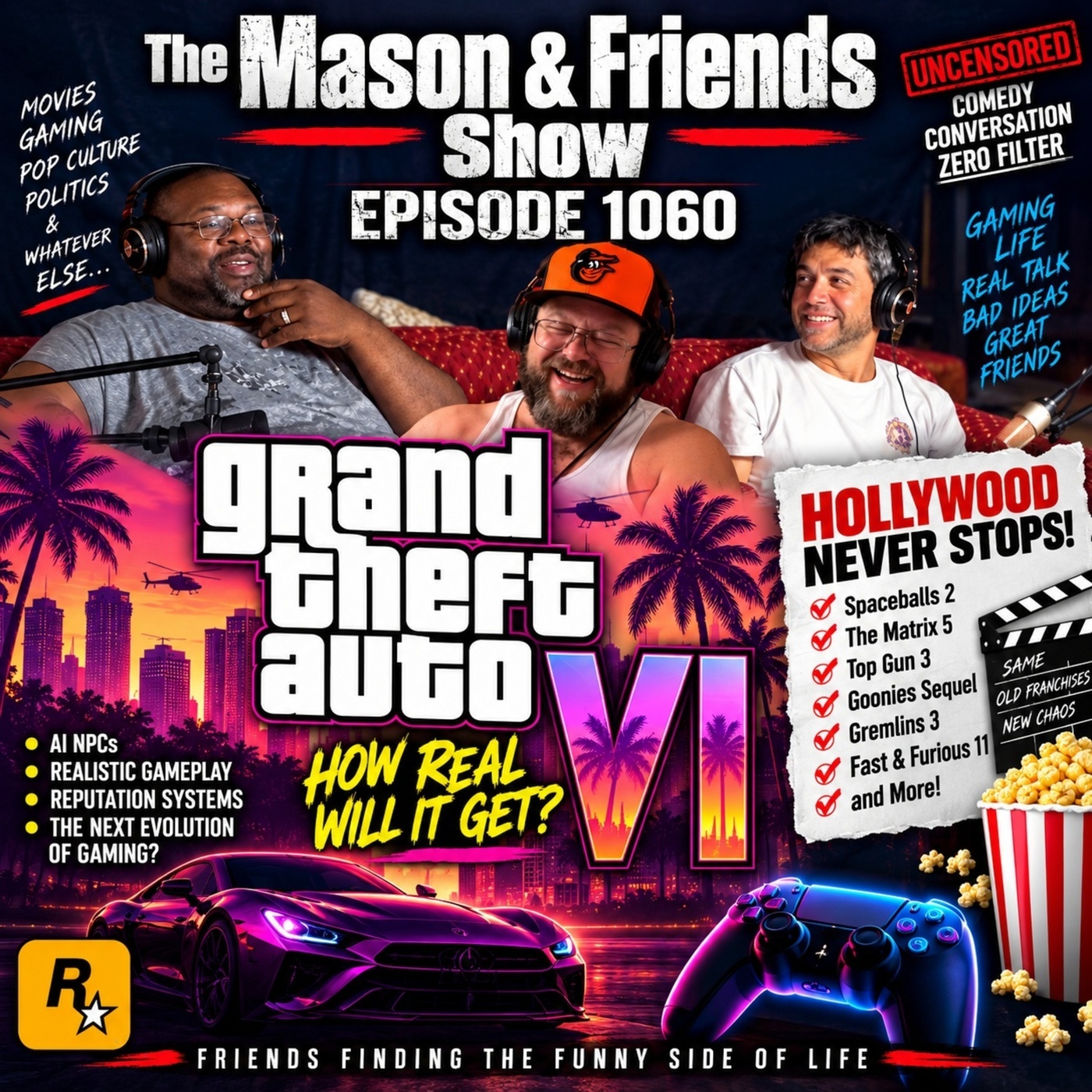 The Mason and Friends Show 1060: GTA 6, Movie Sequels, Top Gun, AI Gaming & More.  Episode 1060 | 