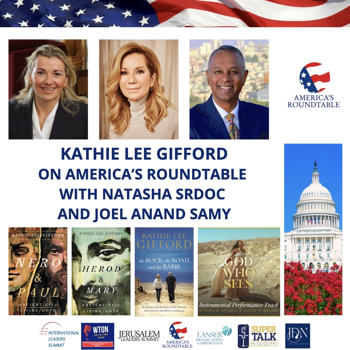 America's Roundtable kathie-lee-gifford-nero-and-paul: America's Roundtable: New York Times Bestselling Author Kathie Lee Gifford on New Book "Nero and Paul: How the Gospel of Grace Defeated the Ruler of Rome," Co-authored with Dr. Bryan Litfin