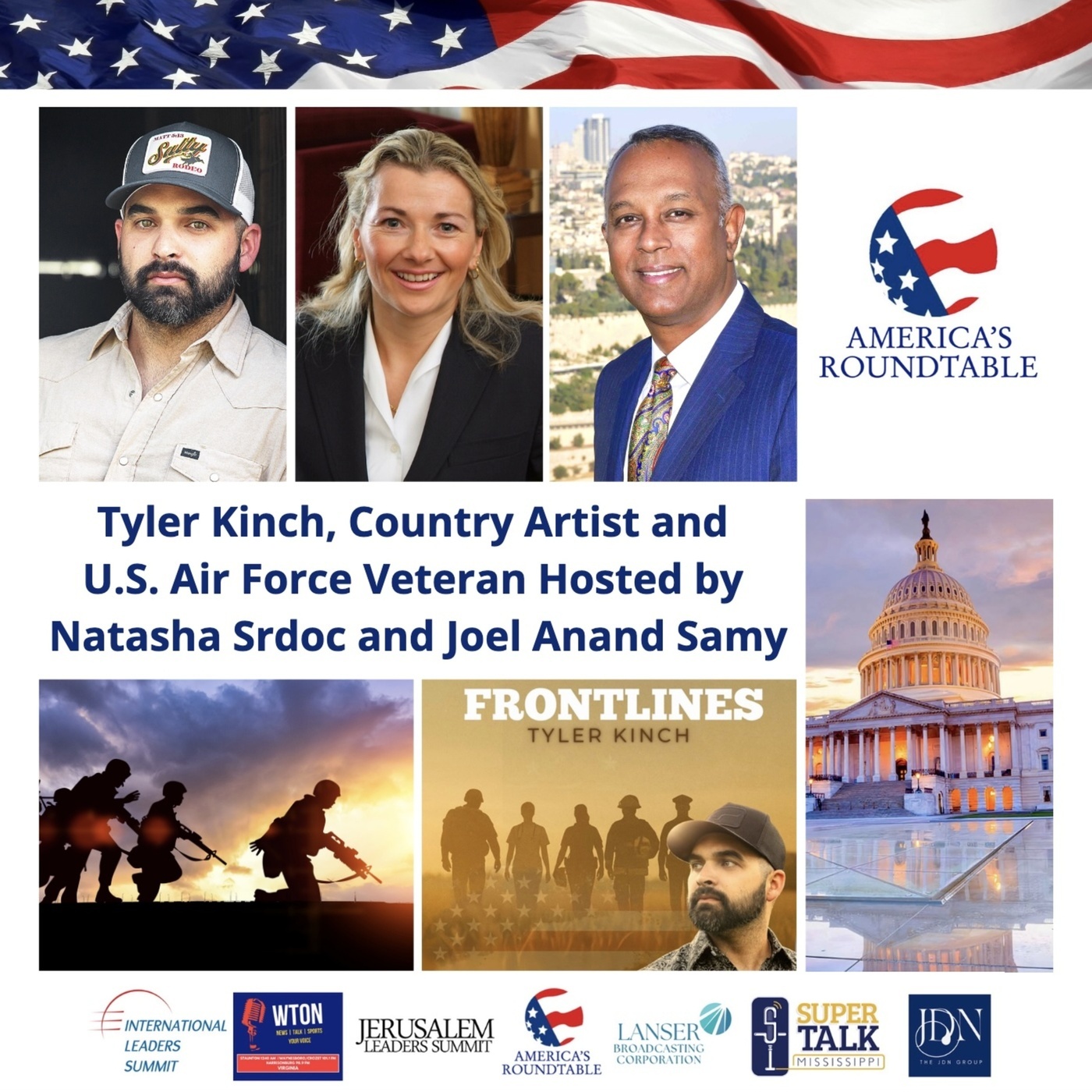 America's Roundtable tyler-kinch-frontlines-veterans-first-responders: America's Roundtable with Tyler Kinch | A Salute to Veterans | Single — "Frontines" | President Trump's New Initiatives in Increasing Support for Veterans