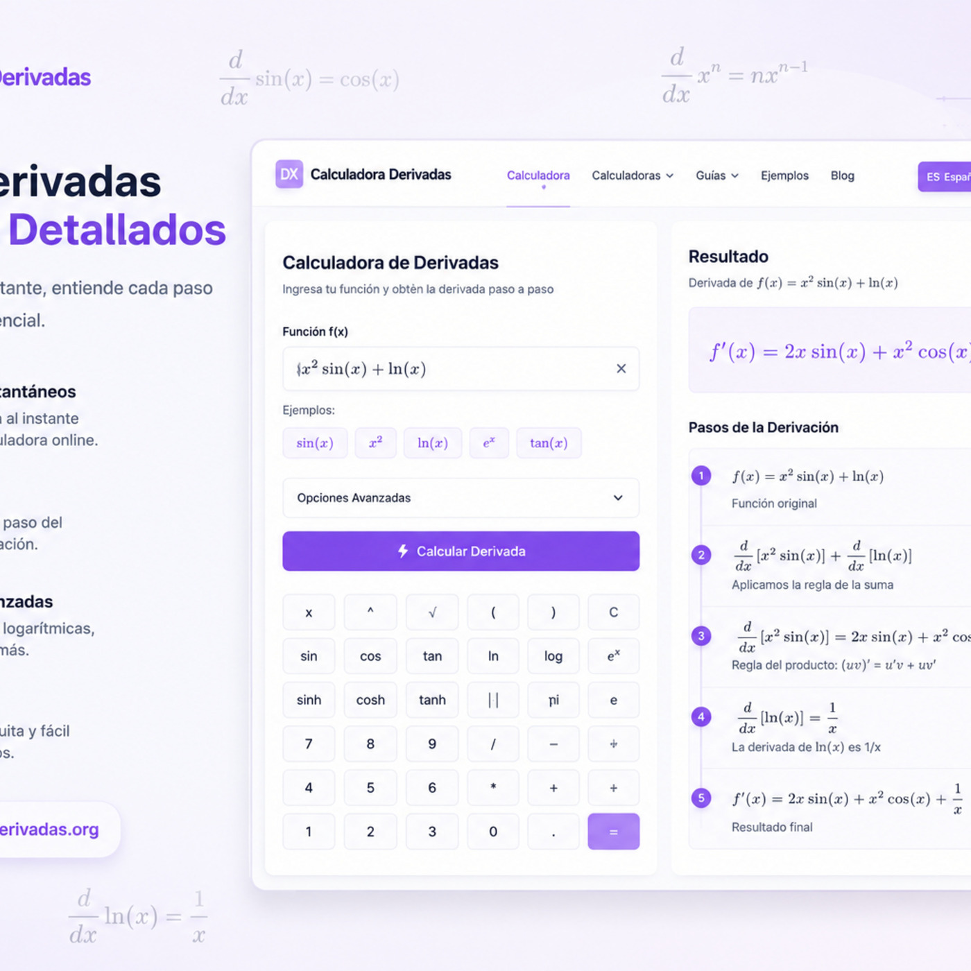 Calculadora Regla de la Cadena | Derivadas Paso a Paso con Ejemplos 1: Cómo Usar la Calculadora Regla de la Cadena para Resolver Derivadas