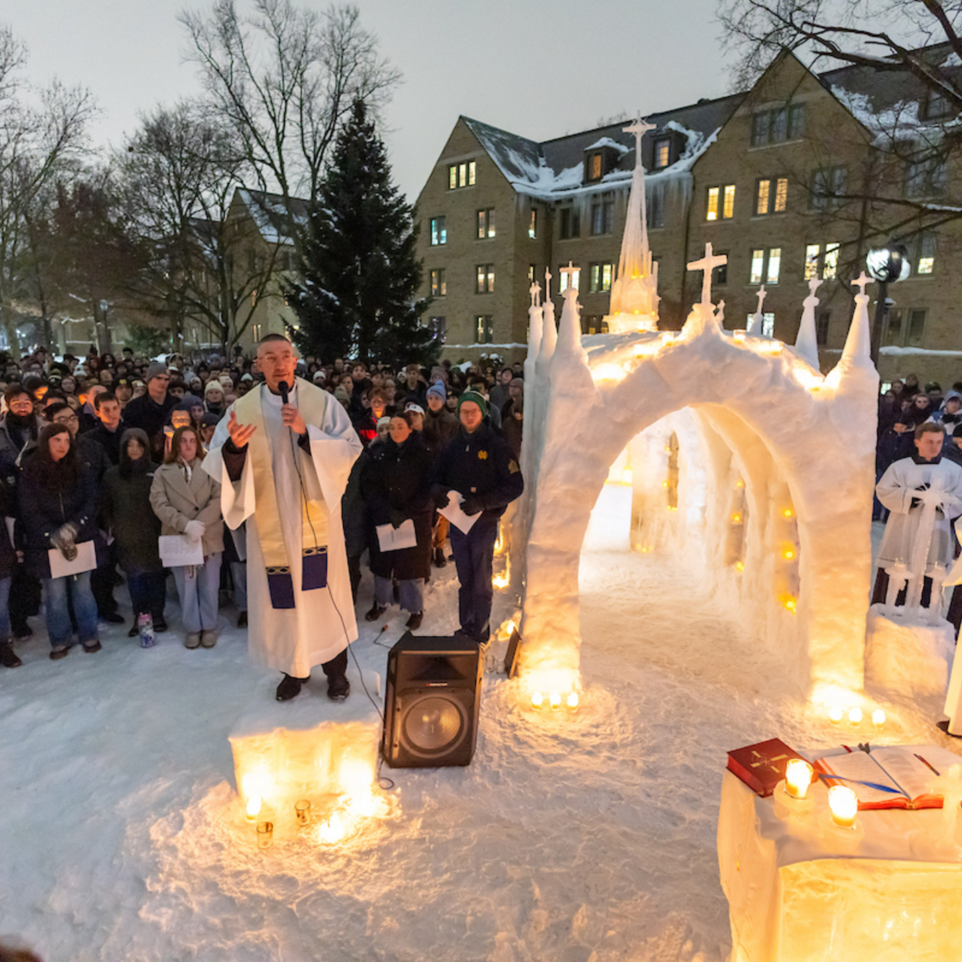 More McGrady with Katie : The St. Olaf Ice Chapel Mass at Notre Dame, with Fr. Pete McCormick, CSC