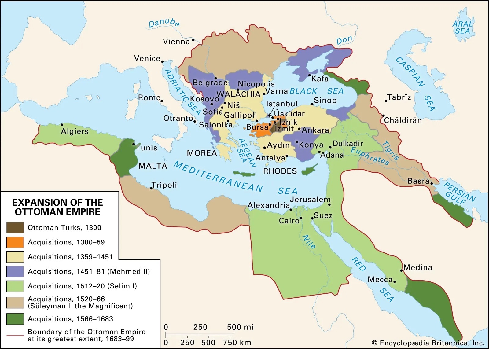 Figure 1. Expansion of the Ottoman Empire up to 1683-1699