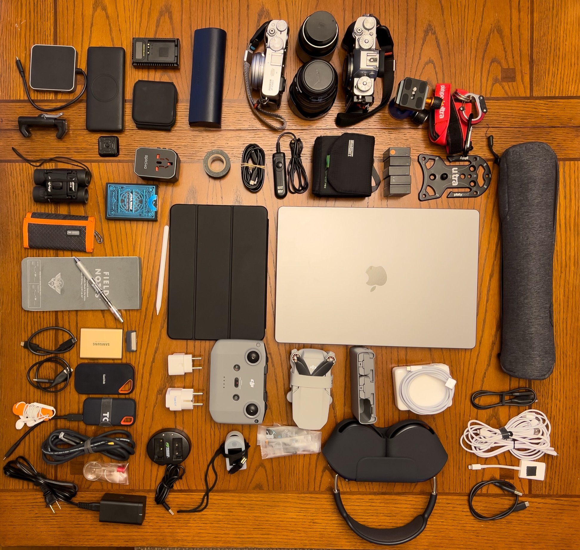 Jeff’s camera gear laid out for a trip