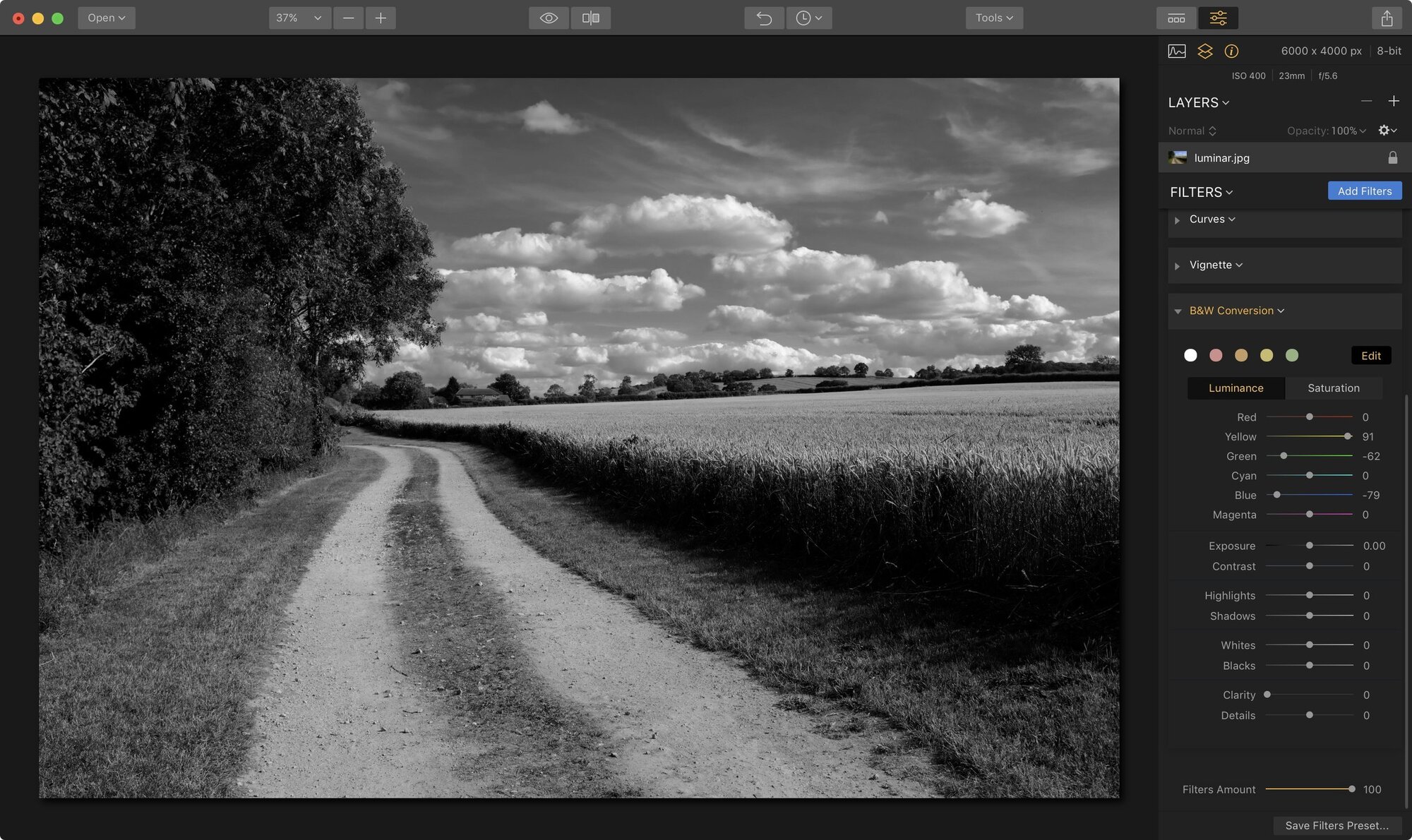 This photo was converted using specific color channels, with extreme contrast here.
