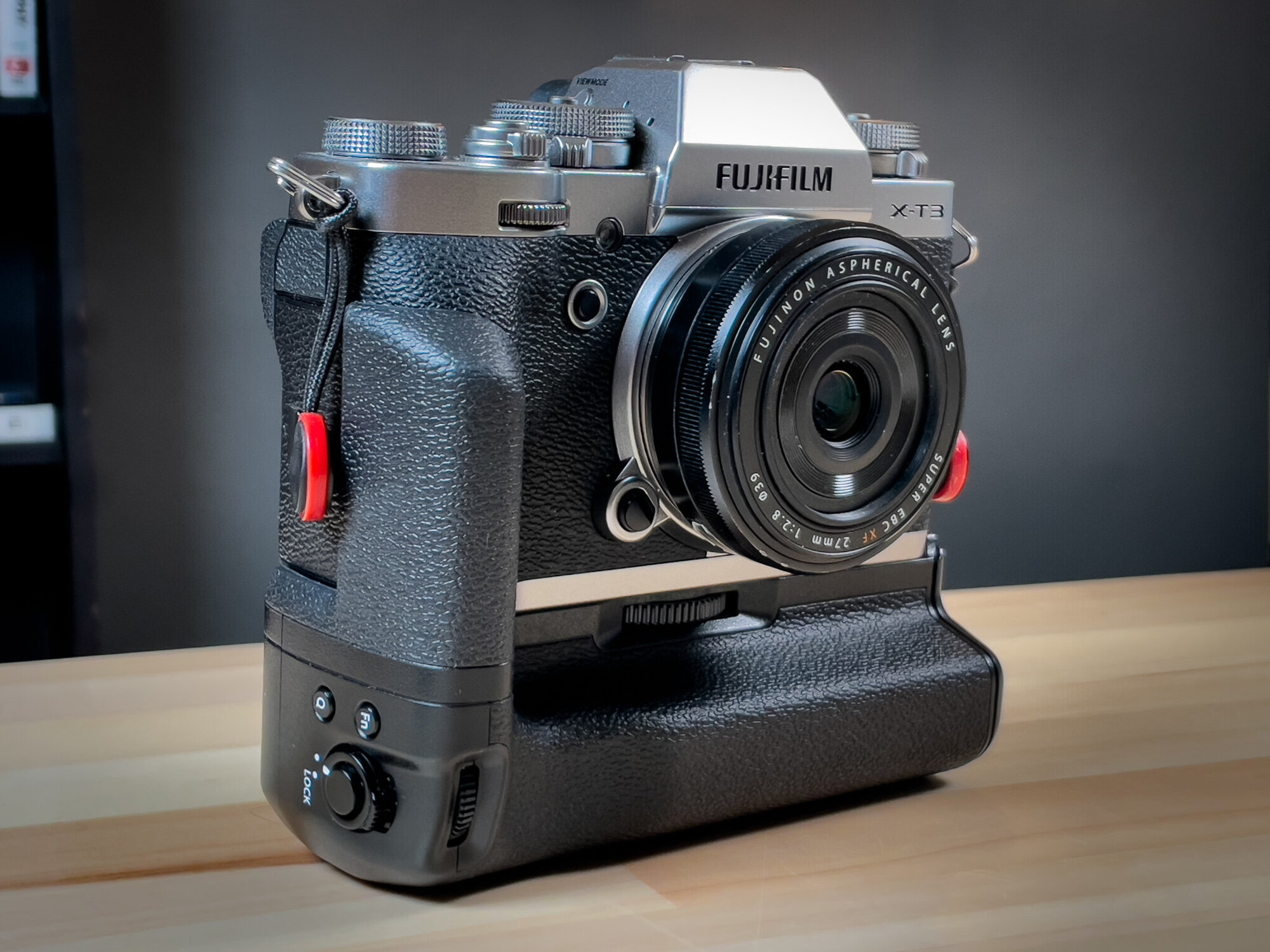 Jeff’s X-T3 with 27mm f/2.8 lens (old model) and vertical battery grip