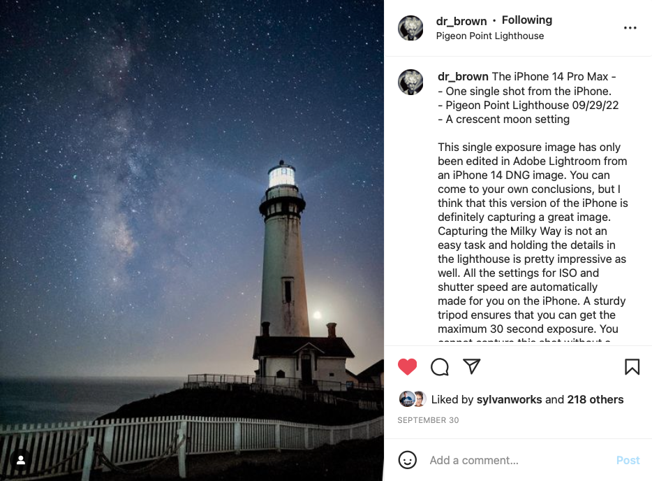 Russell Brown’s Lighthouse photo (Instagram)