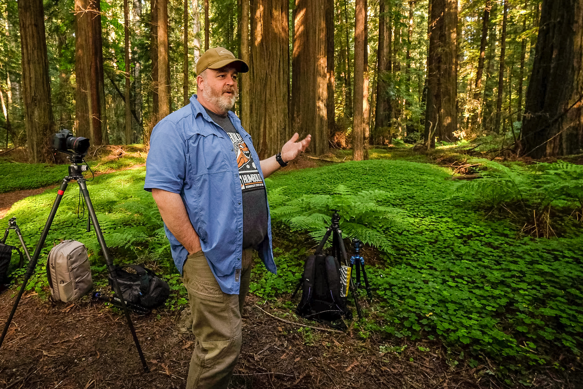 Mason Marsh leading a photo workshop in Redwoods National Park Camera: Fujifilm X-T1 Shutter speed: 1/60 sec Aperture: f/4 ISO: 1600 Photo: Jeff Carlson