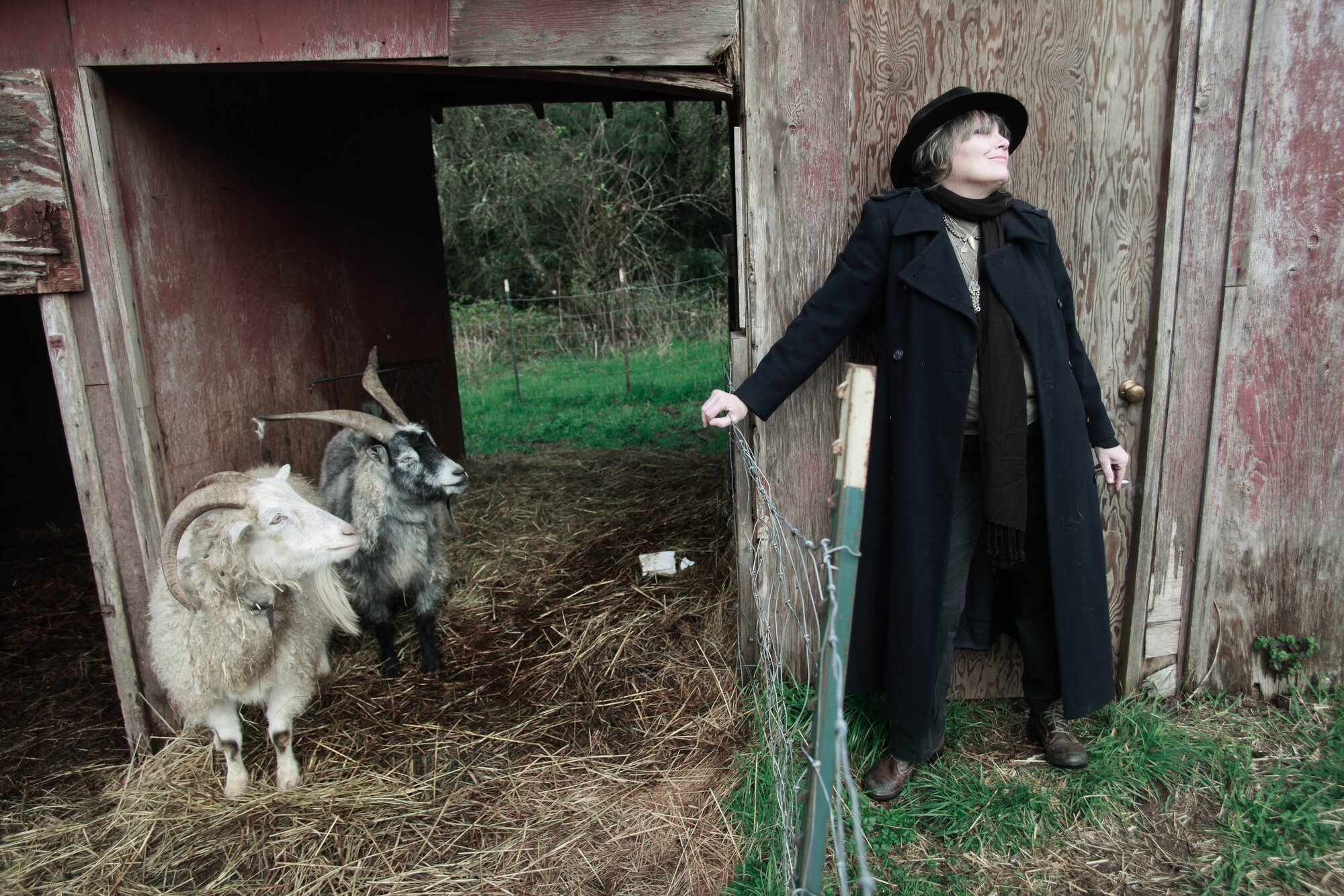 Martha Davis of The Motels and her goats. (Photo by Mike Hipple)