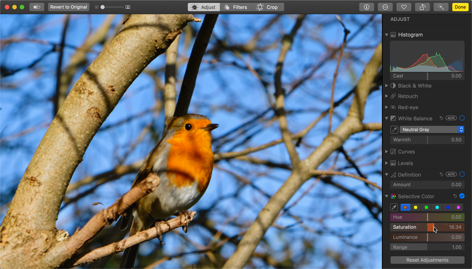 Selective Color adjustment