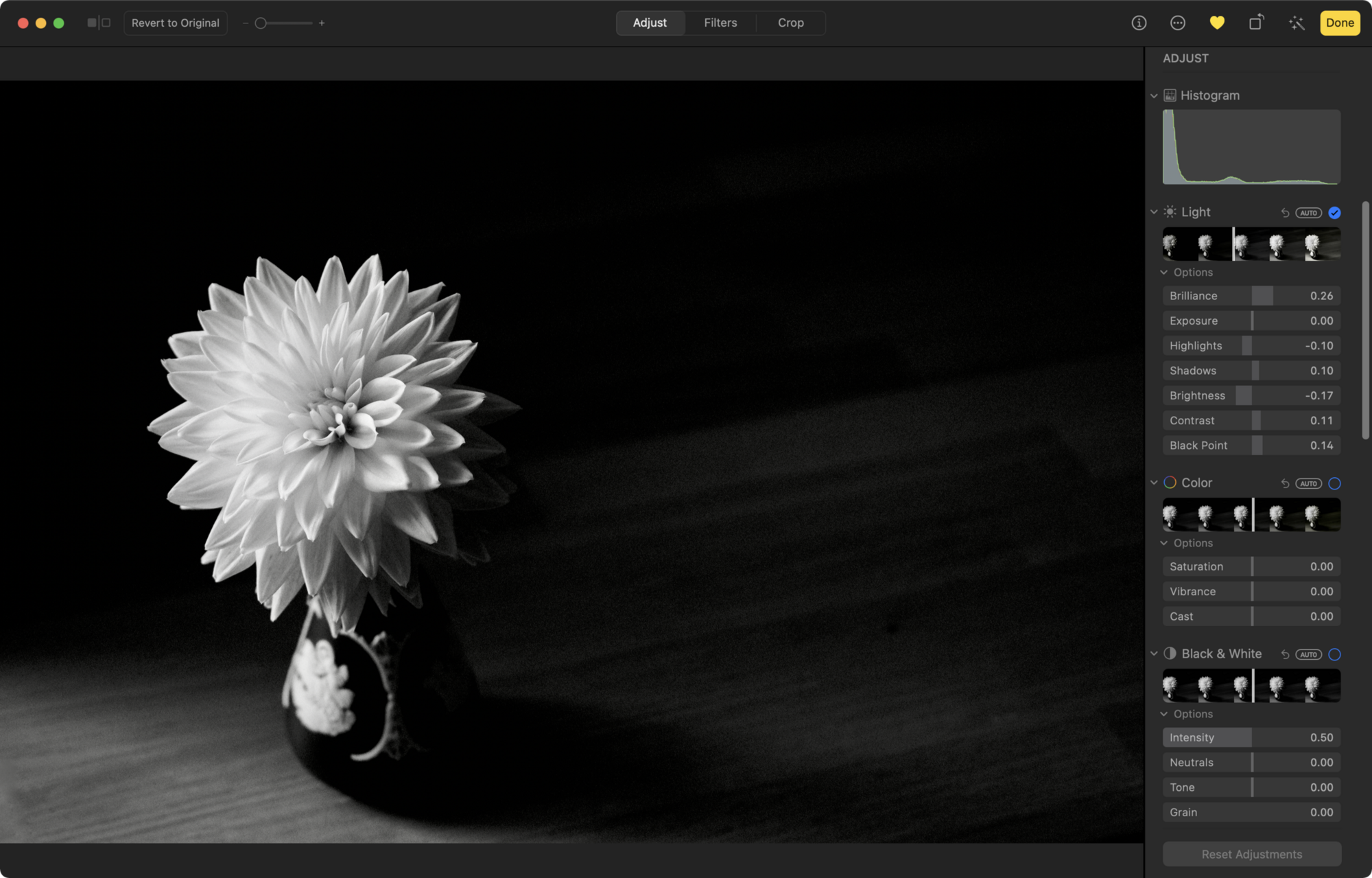 Editing in Photos app