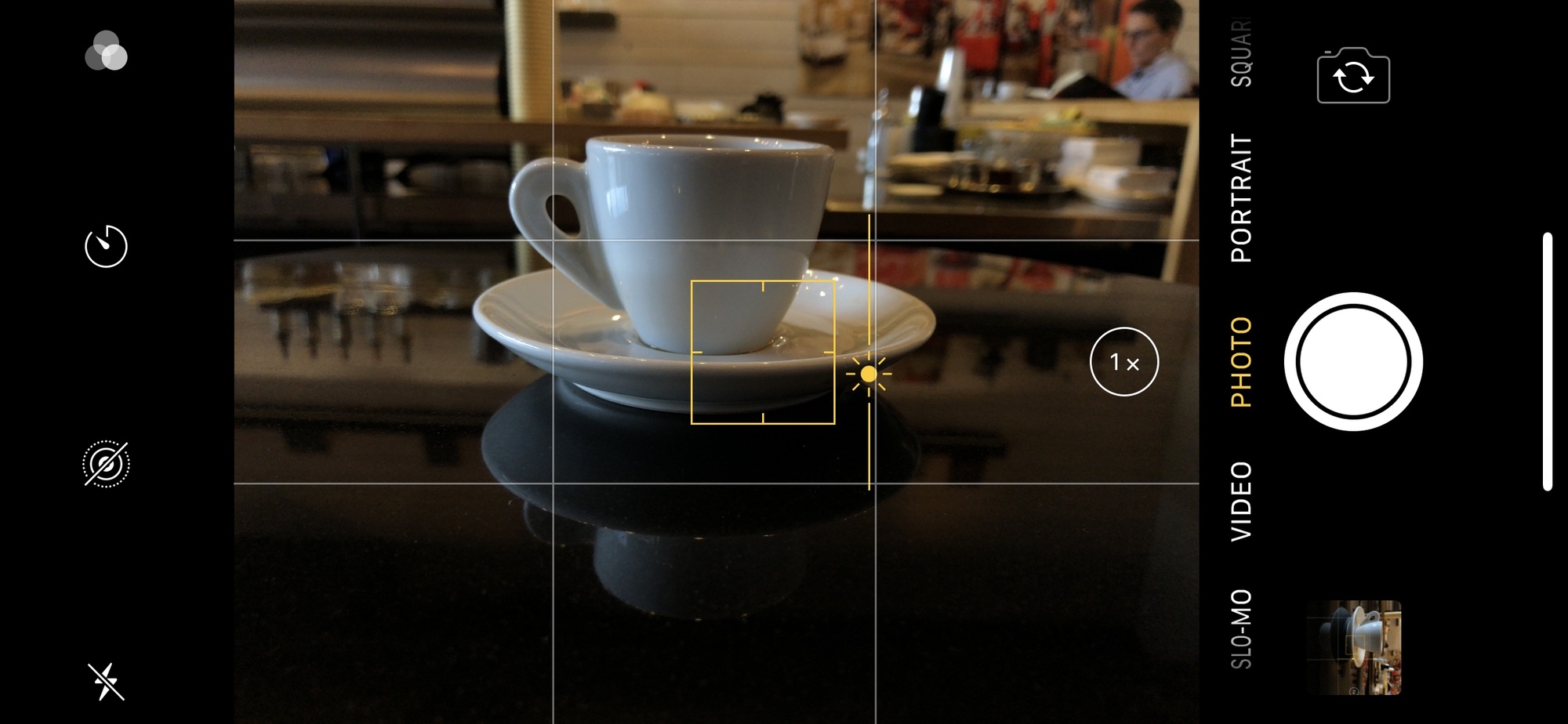 Drag the exposure control to raise or lower (shown here) the exposure.