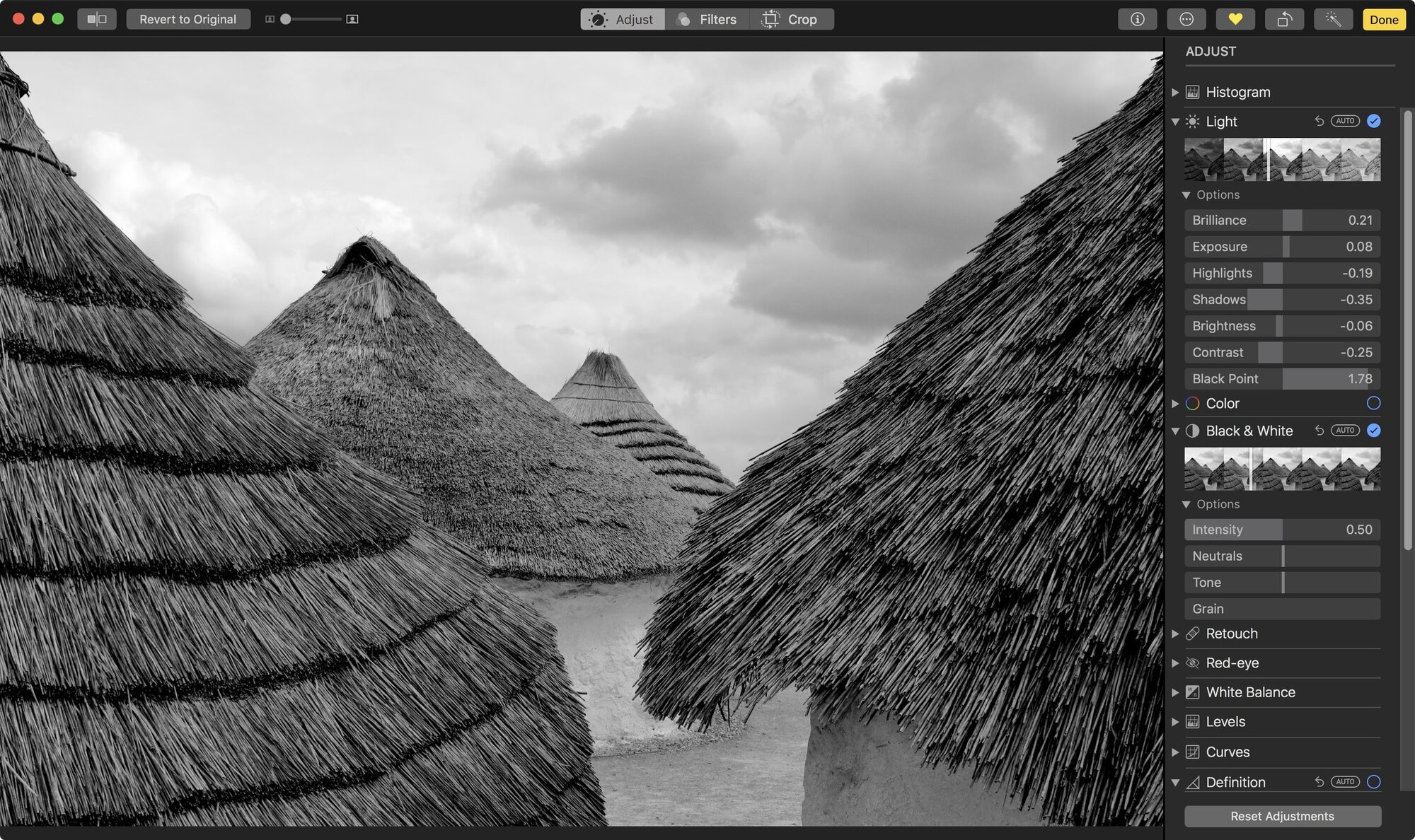 This image was converted using the Black & White slider.