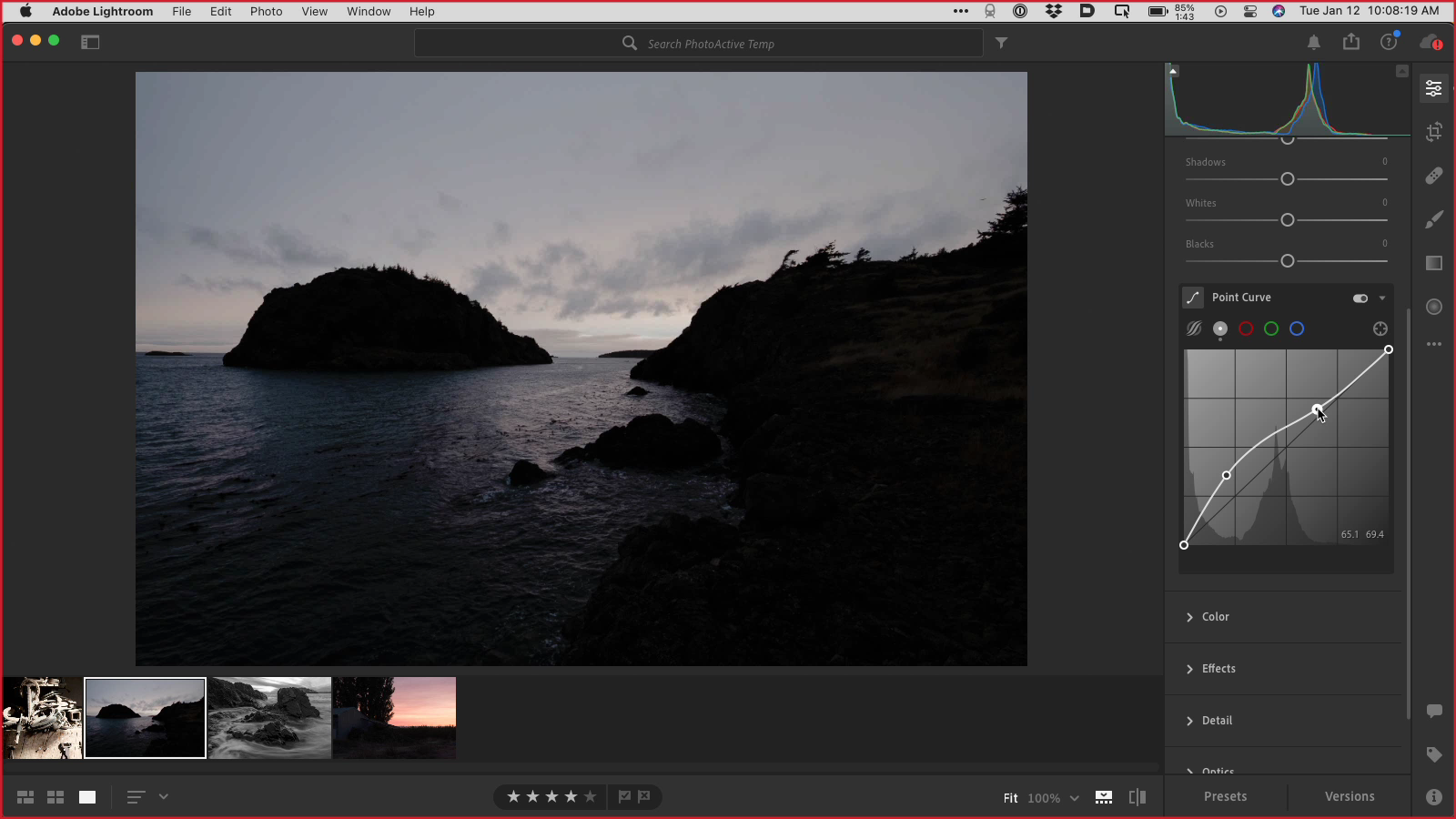 Tone Curve edits