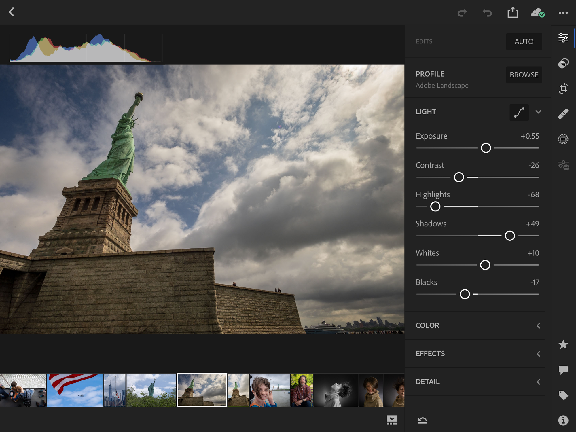 Editing in Lightroom CC on the iPad Pro
