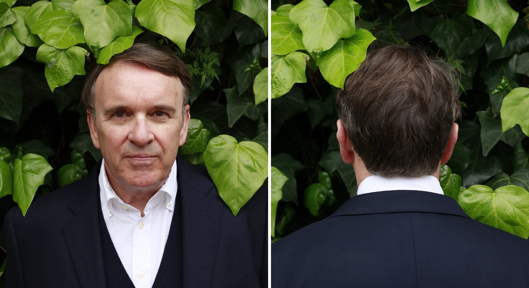 Chris Difford of Squeeze, who was on his way to feed a parking meter, spoiling Mike’s photo plans. (Photo by Mike Hipple)
