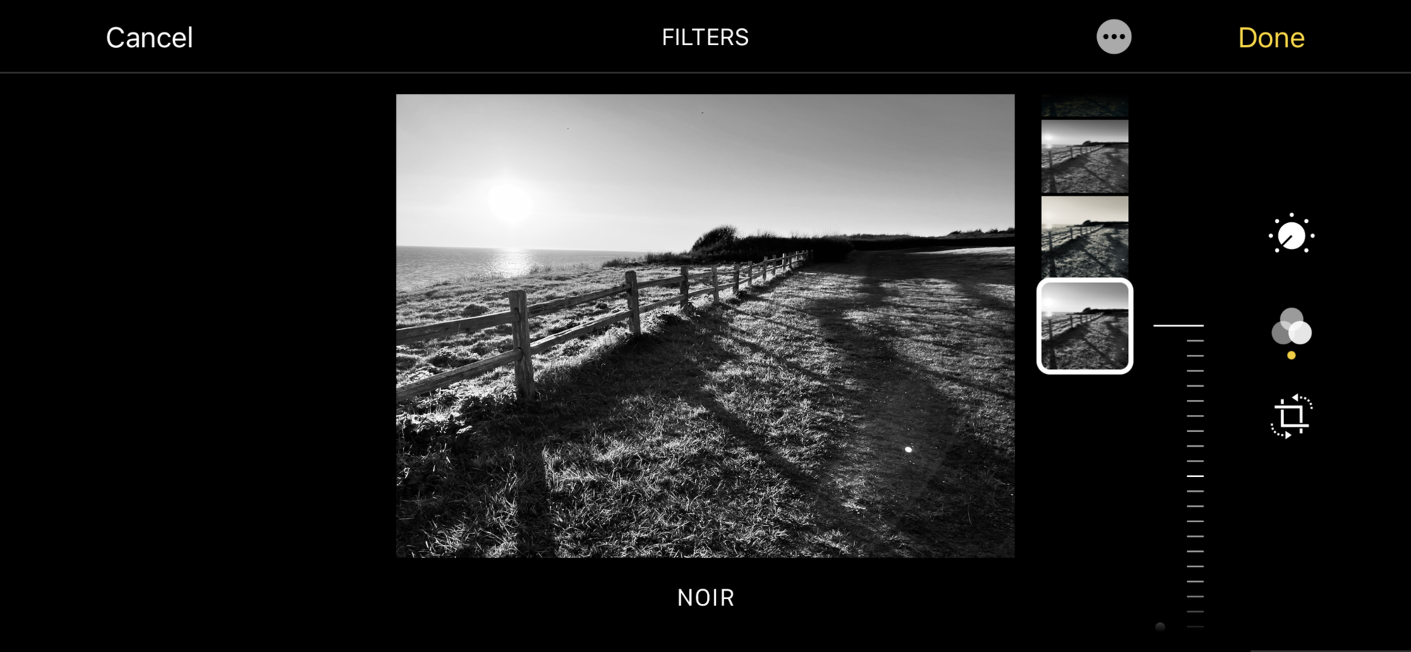 The Noir preset in Apple Photos (iPhone)
