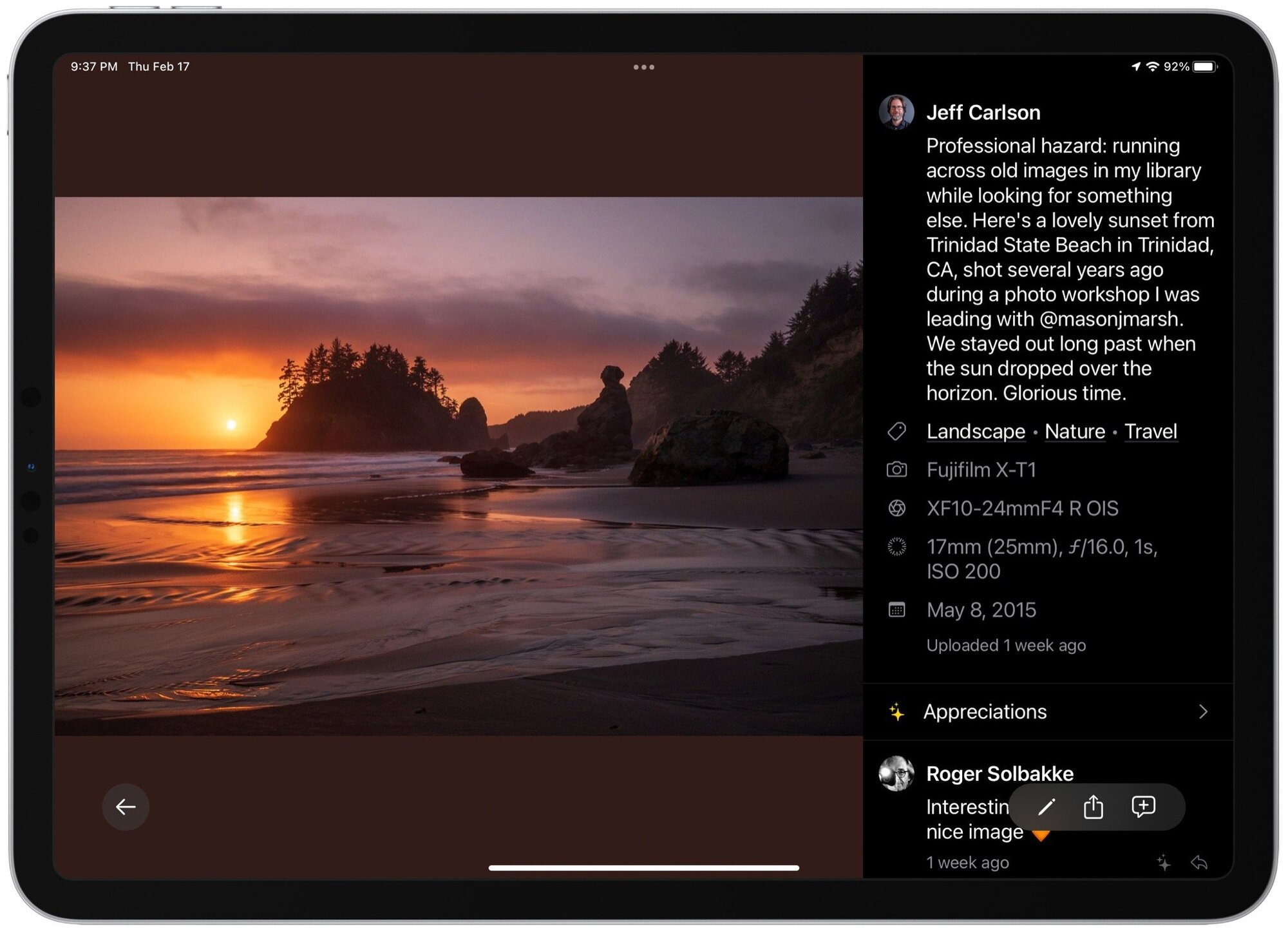 Viewing a photo in the Glass app on iPad