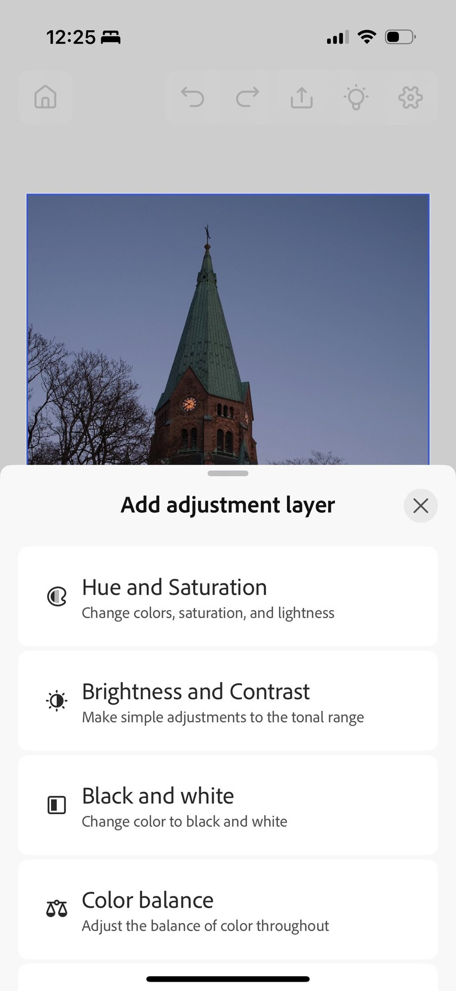Adjustment layers are where you change tone and color in a photo.
