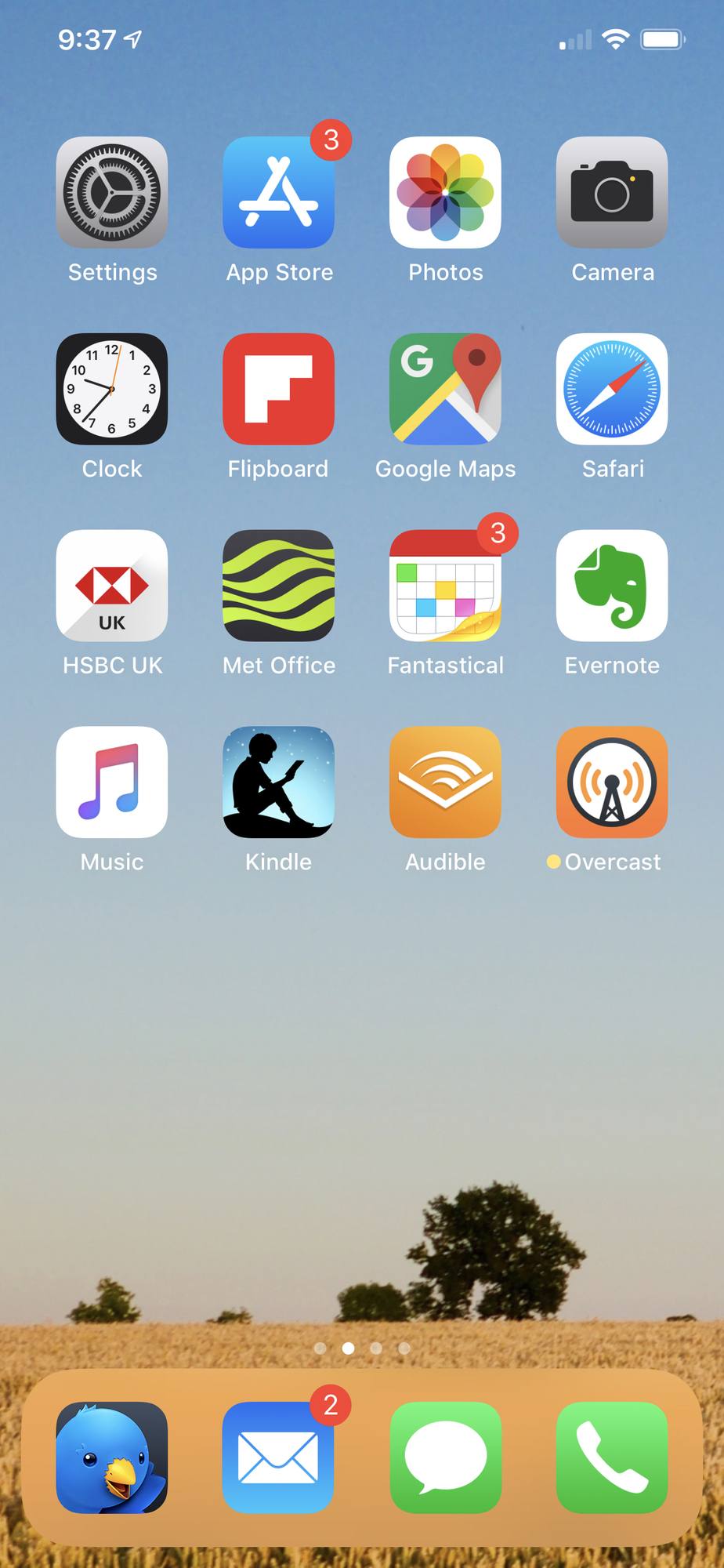 Kirk’s iPhone home screen.