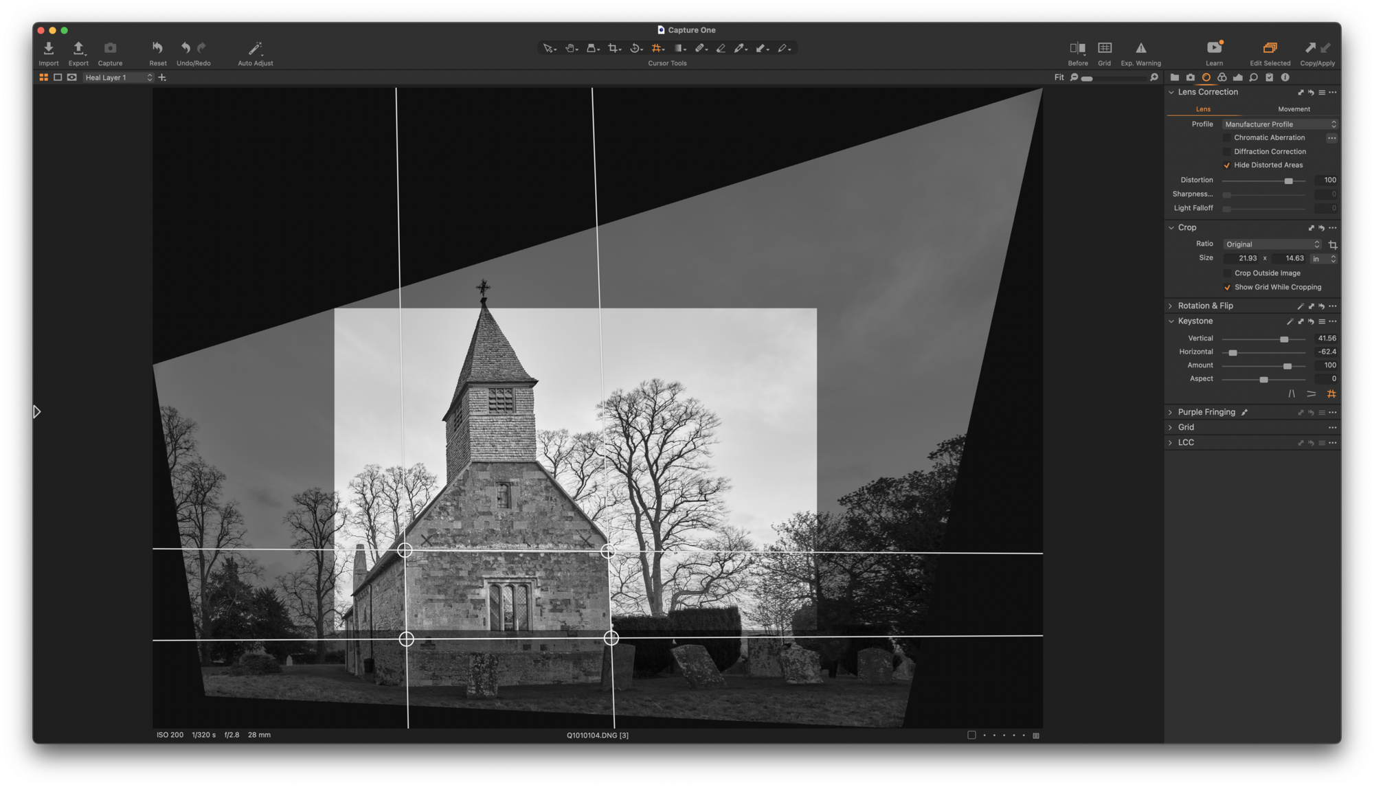Correcting geometry in Capture One