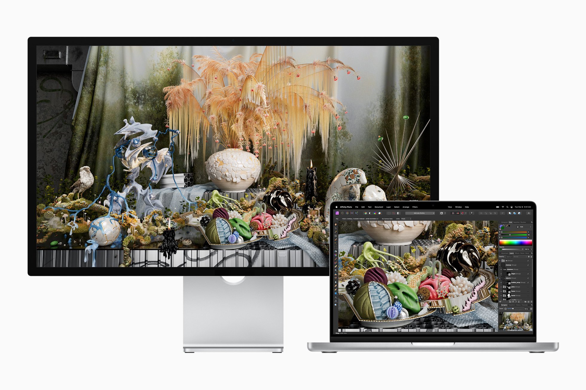 Studio Display connected to a MacBook Pro (Image: Apple)