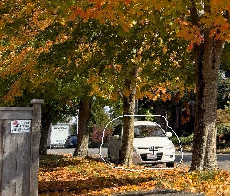 Using the new Generative Remove feature in Lightroom Classic. This car is selected to be removed. (Image: Jeff Carlson)
