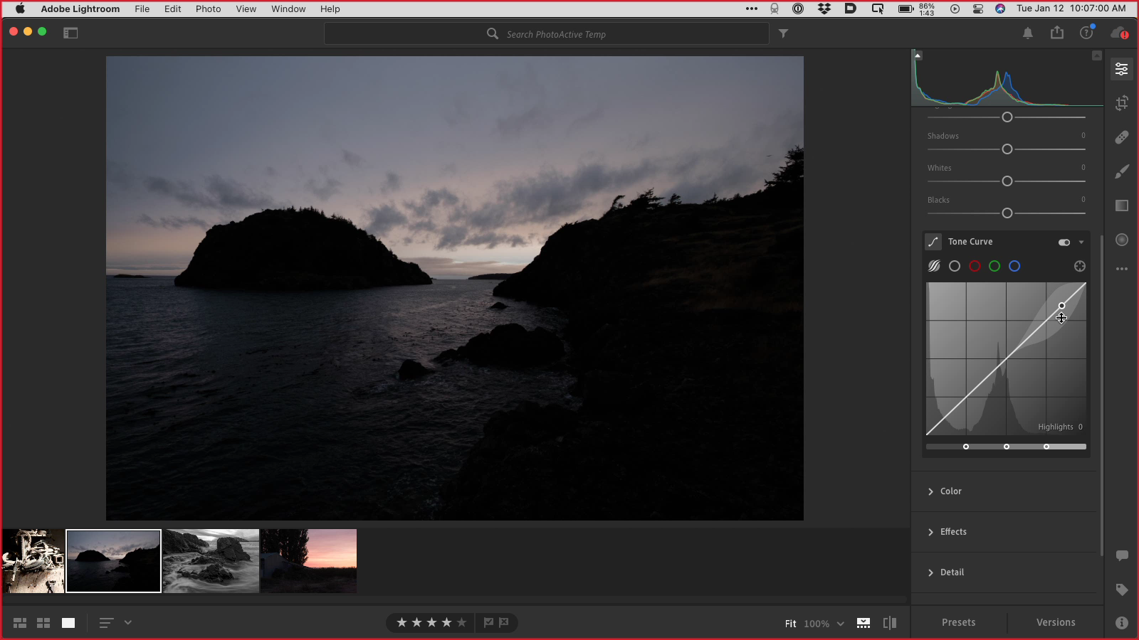 Tone Curve in Lightroom