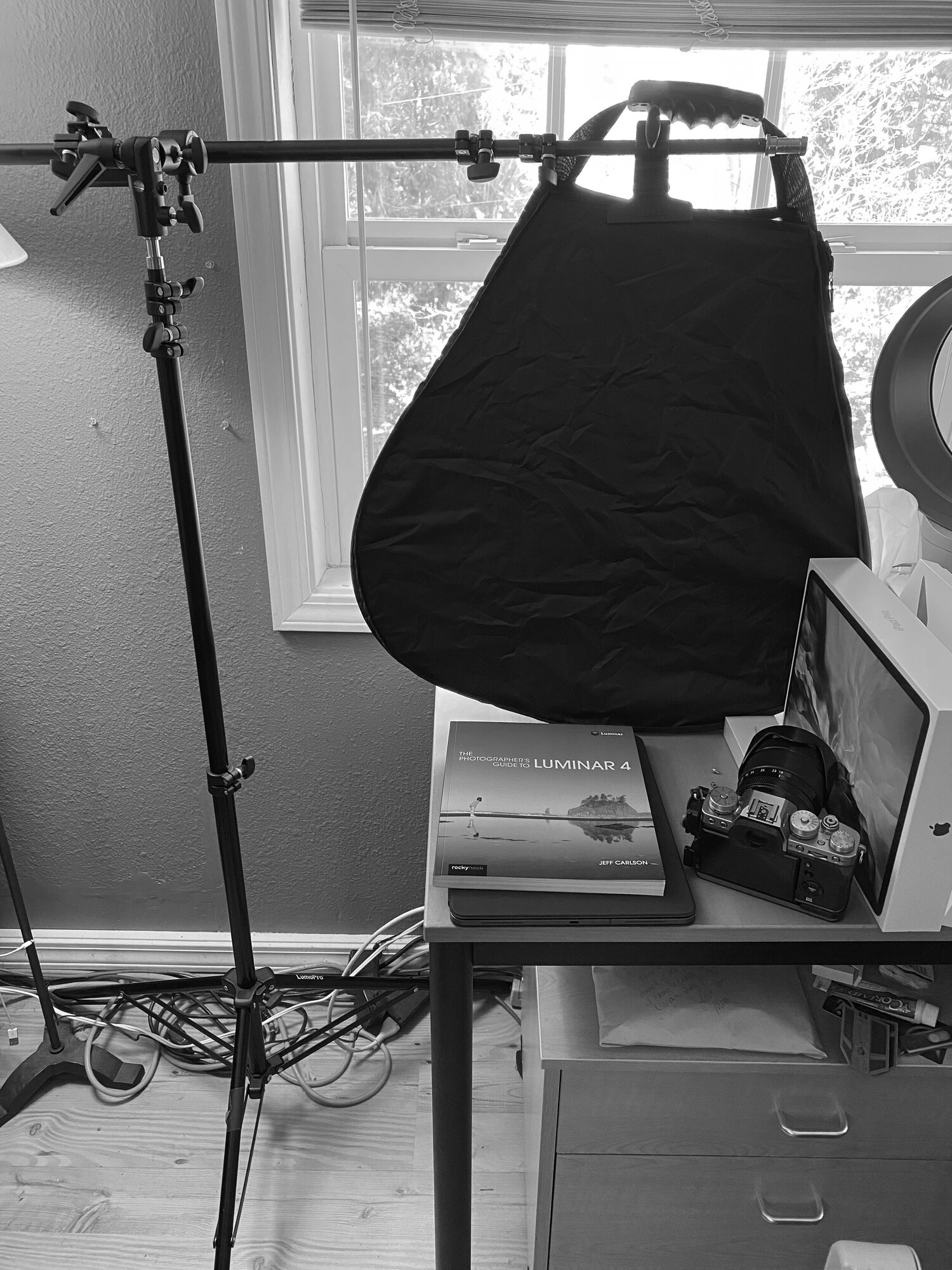 The boom arm Jeff uses when shooting product photography.