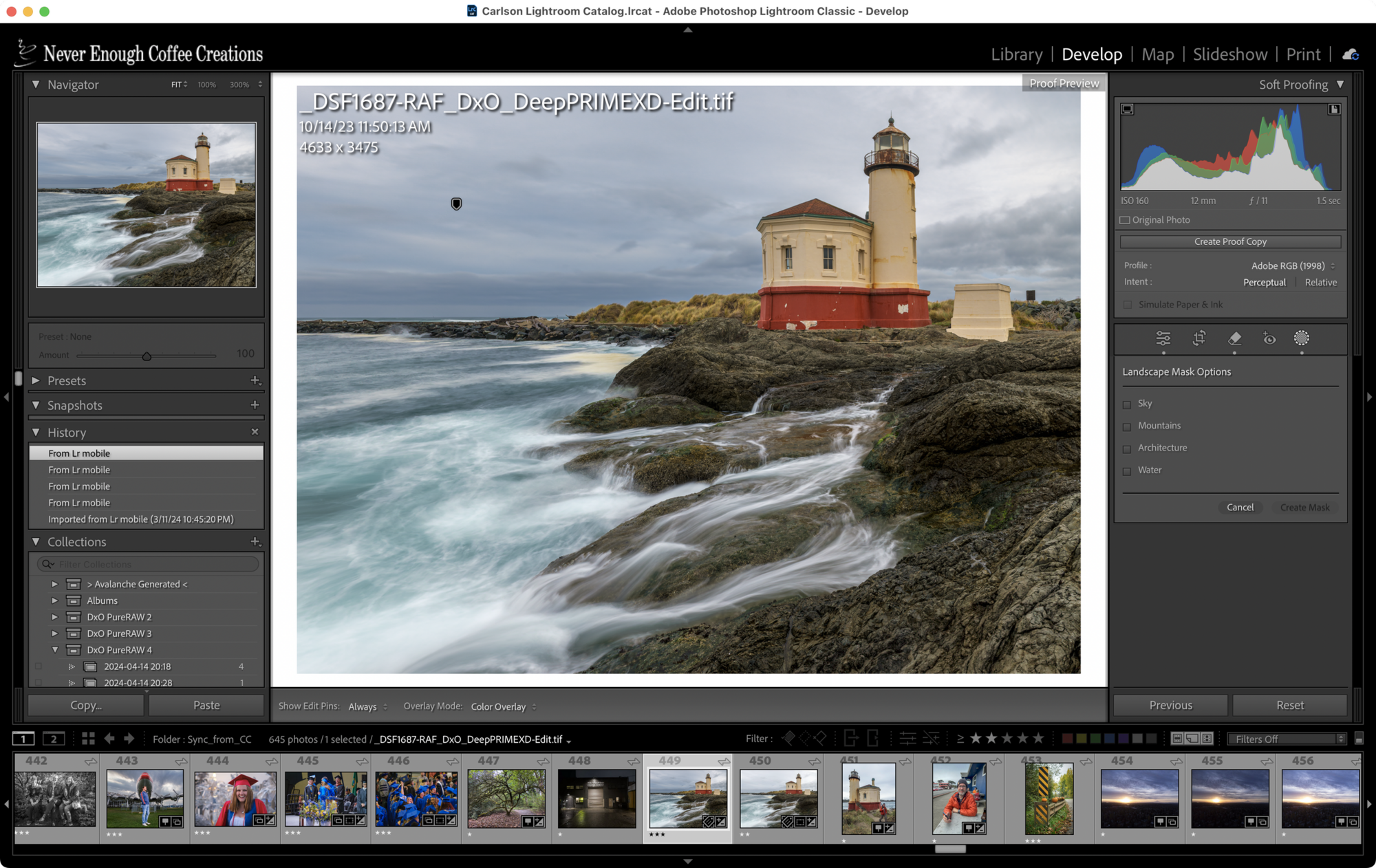 A landscape photo in Lightroom Classic.